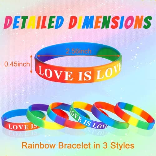 Junebrushs 42pcs Pulpares de silicone do orgulho gay LGBT Acessórios de pulseiras de borracha Rainbow Sports para desfiles favores de festa