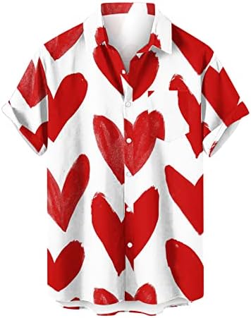 Camisa de amor masculino Summer plus size Button completo camisetas juniores adolescentes moda moda de manga curta tops com bolso