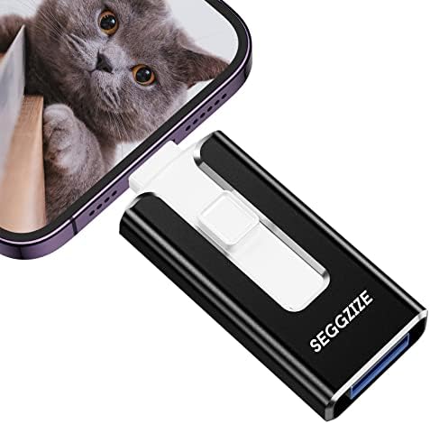 Seggzize Flash Drive para iPhone, 1 em 1 iPhone Flash Drive 64 GB Stick Stick, Photo Stick for iPhone, Android Phone, Computer,