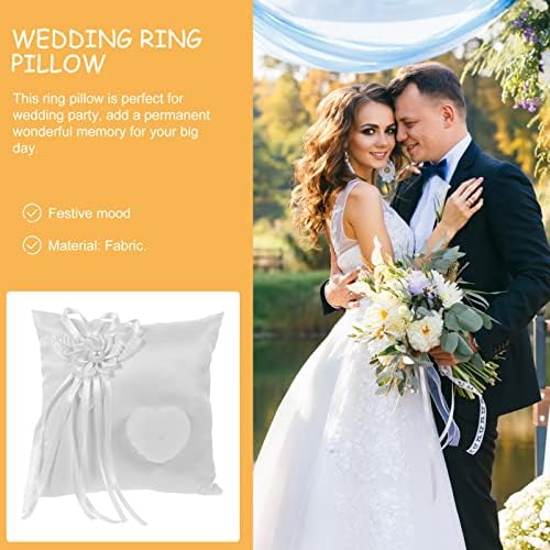 Almofado de anel de casamento de Didiseaon, travesseiro de anel quadrado branco, Flor do bordado de almofada de anel de anel com cerimônia de casamento