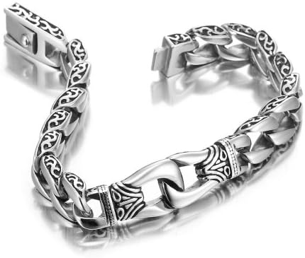 Jóias urbanas incríveis aço inoxidável link masculino Silver prateado preto 9 polegadas com colar opção de 21 polegadas