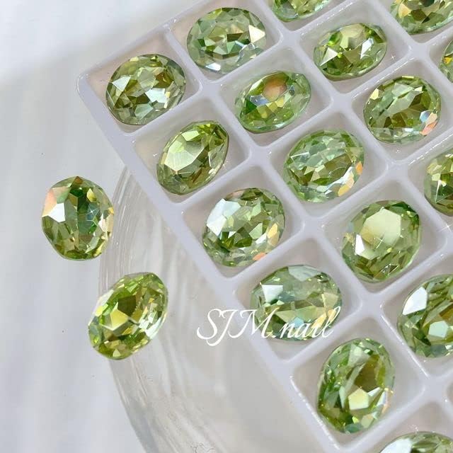 10pcs Rhinestones e decorações Arte da unha Olive Ponto inferior Diamante Hiper Flash Multi -Facetado em forma excêntrica Diamante de unha -