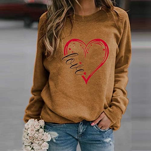 Swetons de Valentine para mulheres Love Love Padrões de coração Cool Sweaters de manga longa Crew pescoço saltadores de pulôver fino