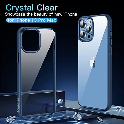 CRISTAL CASEKOO CLEY, projetado para iPhone 13 Pro Max Case [Anti-amarelo] [Proteção contra queda militar] Capa de telefone protetora à prova de choque 6,7 polegadas 2021, azul