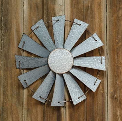 Presentes da CWI Sitter simples de mesa de vento - moinho de vento de metal galvanizado de 19 polegadas - decoração de mesa de fazenda