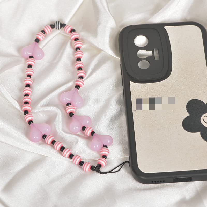 Charms de telefone celular para feminino Strapa de pulseira de telefone de telefone cor de coração rosa para capa