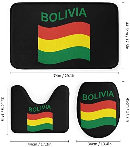 Bandeira da Bolívia de quatro peças banheiro definido tapete em forma de tampa em forma de taco de banheiro cortina de chuveiro