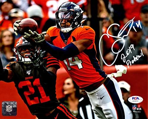 Courtland Sutton autografado assinado inscrito 8x10 foto nfl Denver Broncos PSA