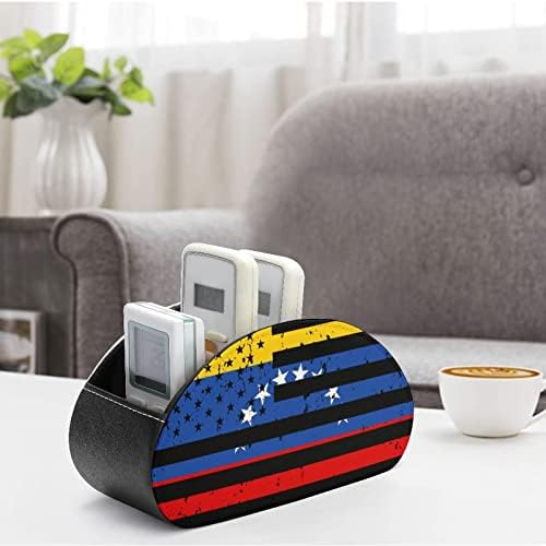 Venezuela American Flag Remote Control Holder de couro Organizador de mesa para material de escritório Controlador remoto