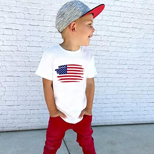 Ikevan Boy Undershirt Toddler Kids Baby Girls Garotas 4 de julho Summer Summer Manga curta Independence Day Tir