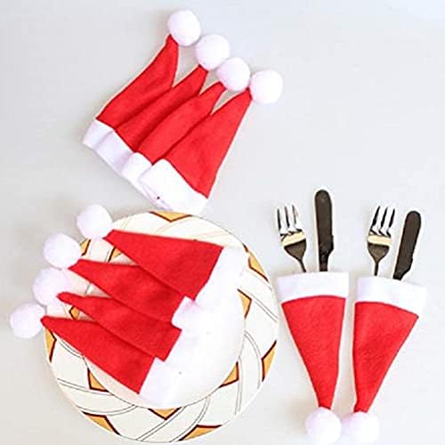 Winomo Kids Papai Noel Hat 48pcs Natal Mini Hats de Papai Noel Sacos de Armazenamento de Tableware Copo Copa Para Restaurante