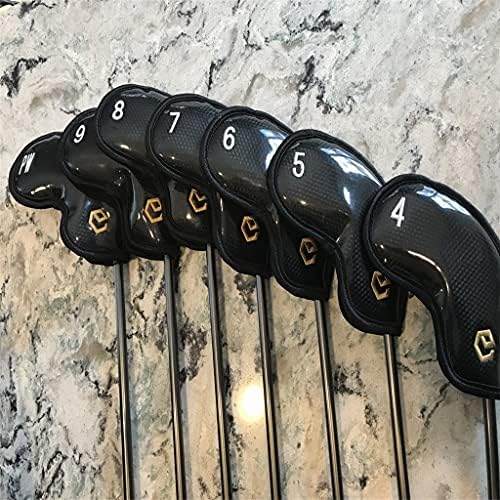 WFJDC Golf Tampa de ferro preto Crystal PU Couro à prova d'água 10 PCs Conjunto de capas de clube dracionam