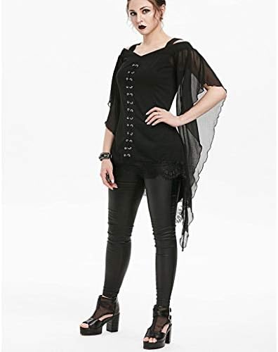 Camisas góticas femininas Halloween medieval punk renascimento vintage tops msh renda tshirts blusas de bruxa