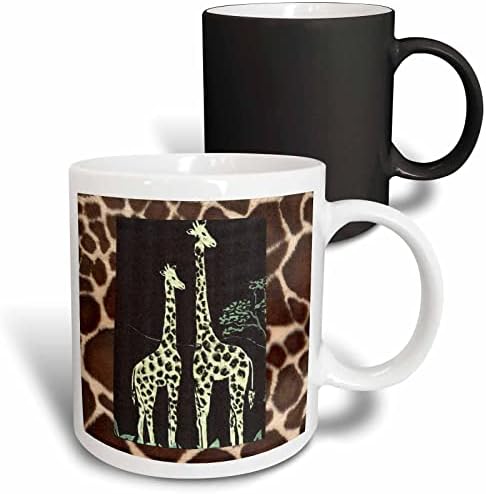 3drose par de girafas na caneca de cerâmica de pêlo de girafa, 11 onças