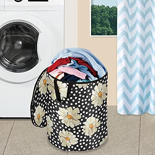 Daisies White Points Pop up Up Laundry Horty com tampa dobrável cesta de armazenamento Bolsa de roupa dobrável para camping berçário