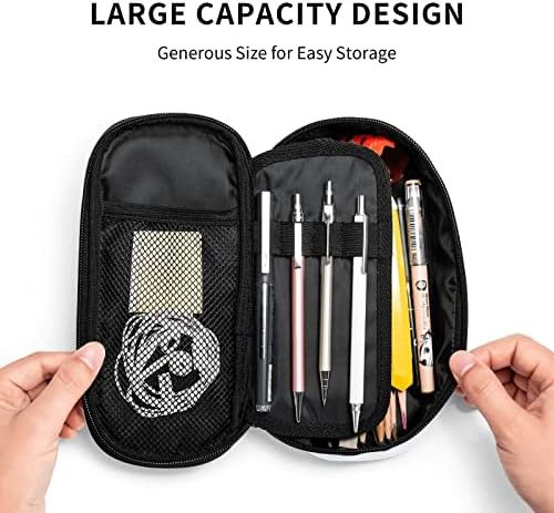 AseeLo Fun Leopard Print Lápis Capa grande bolsa de caneta, bolsa de caneta grande de armazenamento durável 3 compartimento