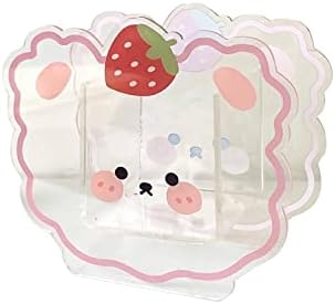 Yuanstore Kawaii transparente acrílico portador de caneta organizadora de desktop criativo coelho de urso coelho de