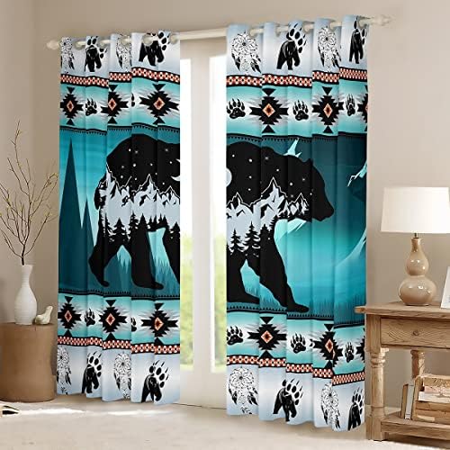 Cortinas de urso selvagem cortinas de blecaute de sonho de sonho 104 x84 para crianças crianças meninos meninas, cortinas