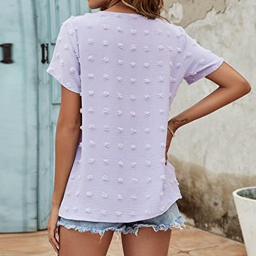 Summer Chiffon Top camisa para meninas adolescentes de manga curta 2023 Moda de moda v brunch de pescoço Blusa básica ea