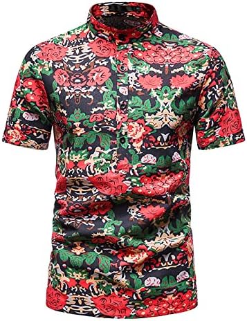 Camisas florais masculas de manga curta para baixo camisa de férias lapela grande e alta camisas para homens