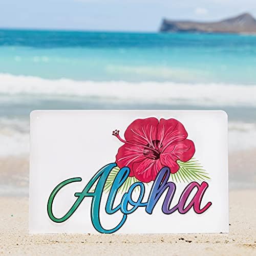 Aloha Hawaii Hibiscus Tin Metal Sign com cartas coloridas em relevo | Decoração decorativa de parede havaiana com vibração