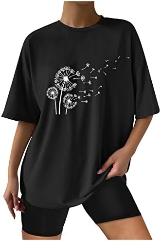 Camisetas de grandes dimensões para feminino Solid Dragonfly Tops Tops Crew Drop Drop ombro camisa de manga curta de verão