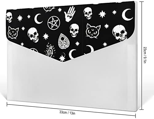 Skull Cat Moon Gothic 6 Pocket Organizador de arquivos de expansão A4 Pastas de arquivo à prova d'água envelopes