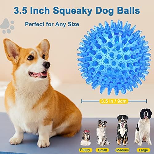 Beieverluck 12 pacote de 12 pacote de 3,5 polegadas bolas de brinquedo de cachorro spikey cachorro bolas de cachorro grandes brinquedos para cães médios grandes e pequenos para mastigadores agressivos, 4 cores