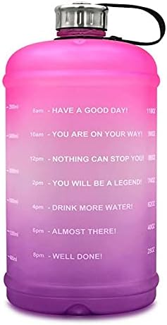 Huangdou 1 galão esportes com marcador de tempo gradiente portátil colorida copo de água garrafa de fitness à prova de fitness à prova