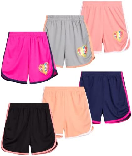 Coney Island Girls 'Active Shorts - 6 Pack Athletic Performance Gym Gym Dolphin Shorts