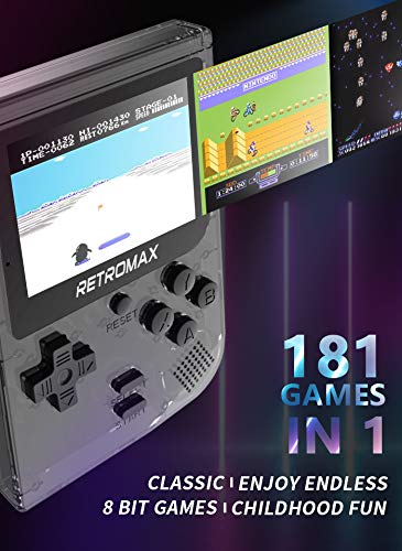 Console de jogo portátil omkarsy, console de jogo portátil de 8 bits, embutido 181 jogos mini jogo de console retrô, jogador de videogame LCD de 3 polegadas, presente infantil