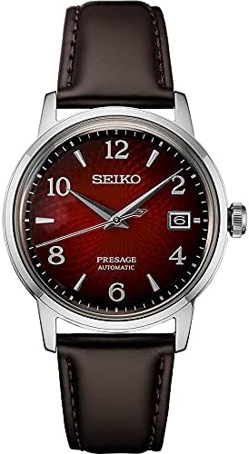 Seiko Presage Red SRPE41 Brown Leather Automatic Watch