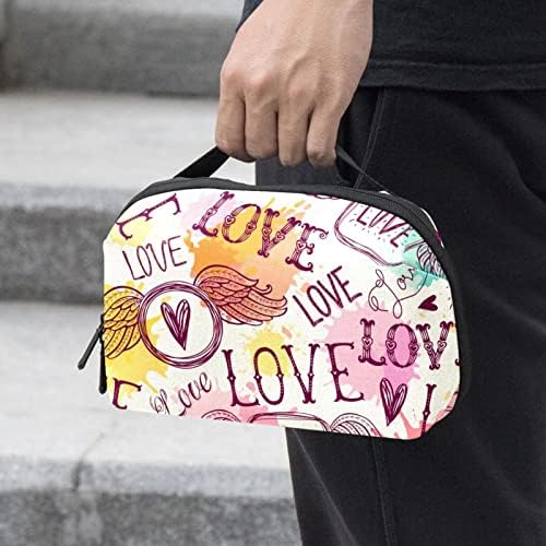 Bolsa de bolsas portáteis de organizador eletrônico Love Wings Bolsa de armazenamento de cabo de viagem fofa para