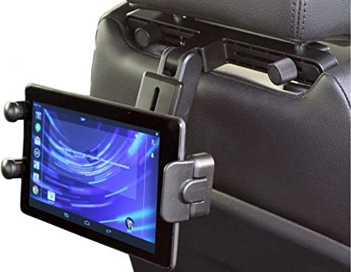 A apoio de cabeça portátil da Navitech no carro compatível com o Samsung Galaxy Tab a 8 comprimido