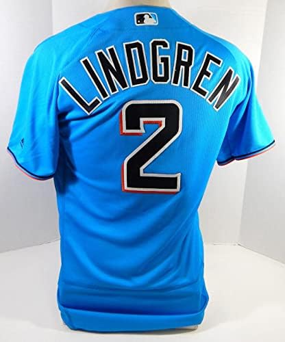 Miami Marlins Jeff Lindgren 2 Jogo emitido Blue Jersey 40 DP22208 - Jogo usado MLB Jerseys