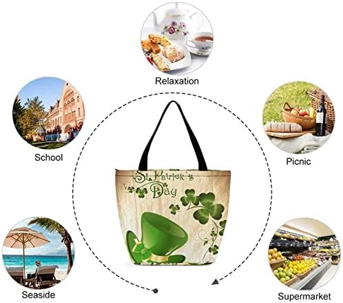 Bolsa feminina St.Patrick Holiday Chamrock Tote Saco de compras reutilizáveis ​​sacos de bolsas de sacolas de maçaneta superior