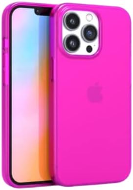 Caso criminoso - capa de telefone cristalina rosa neon para iPhone 14 Pro Max, compatível com MagSafe - 360 ° Casos de proteção à