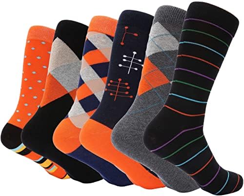 Mio Marino Men's Dress Socks - Meias descoladas coloridas para homens - 6 pacote