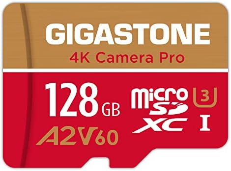 [Recuperação de dados gratuitos de 5 anos] Gigastone 128 GB Micro SD Card, 4K Camera Pro, A2 V60 MicrosDXC Memory Card para smartphone,