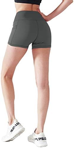 Cadmus Women's High Caist Yoga Shorts Spandex Bolsos laterais