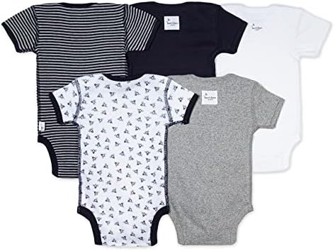 BUES BEES BEBÊ BEBÊ BOYS Bodysuits, pacote de 5 pacote de manga curta e longa, de algodão orgânico