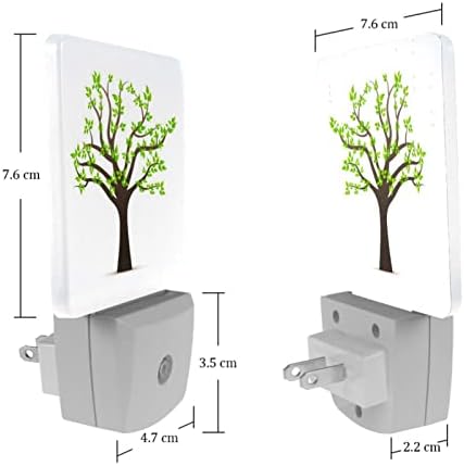 Árvore folhas verdes LED Night Light, Kids Nightlights for Bedroom Plug in Wall Night Lamp Brilho ajustável para escadas