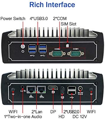 Partaker Mini PC sem fã, 4K Mini -computador industrial poderoso, Core i5 8250U 8th Gen, 4 núcleos CPU, 8 GB de RAM