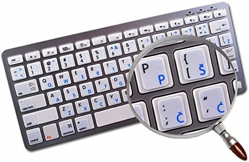 Mac croata/eslovena - adesivos de teclado não transparentes ingleses em fundo branco para laptop, desktop e notebook