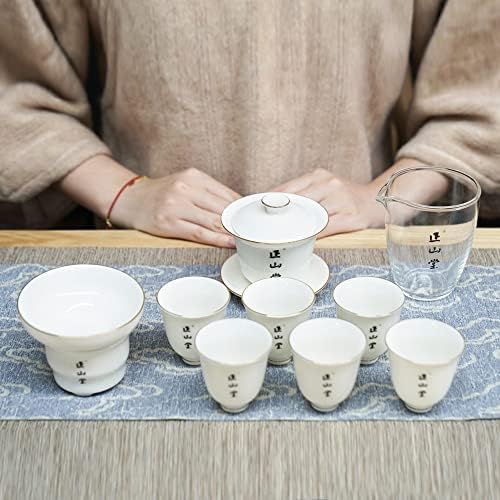 Zheng shan tang chinês porcelana kung fu conjunto de chá, gaiwan com tampa infusadora e pires conjuntos de chá gaiwan