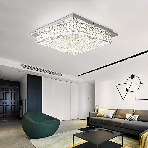 Uznhty lustres modernos lustres de teto LED lustres de montagem de níquel de níquel de 15 polegadas para o quarto ， lustre de cristal 4000K Dimmable for Bedroom ， Cozinha ， corredor ， varanda ， Foyer