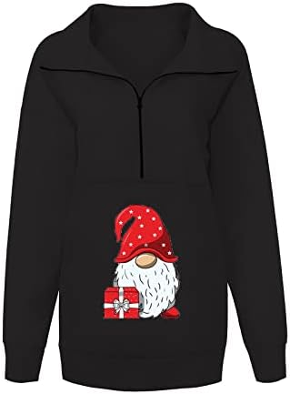 JJHAEVDY FEMNIã Christmas de manga longa 1/4 zíper Drop ombro ombro de tamanho grande suéter de pulôver