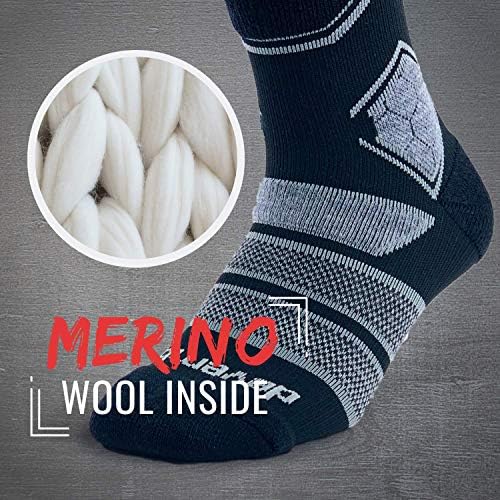 Meias de esqui de lã Merino Merino para homens, mulheres de alto desempenho, meias de snowboard 5-12, perfeitas para esportes