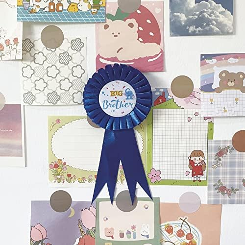 Rosette azul Satin Fabric Big Brother Tinplate Pin, pino de botão de chá de bebê, presente de aniversário da criança, irmão