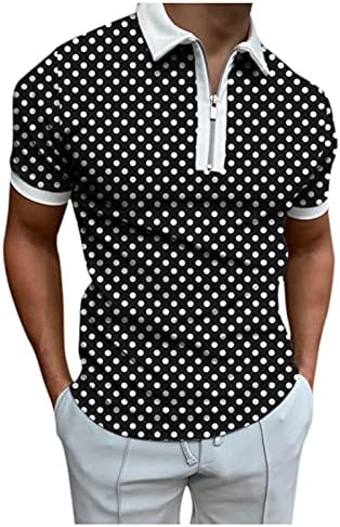 Blusa de colar de gola virada casual masculina de Beuu Men camisa de pólo impressão camisa masculina tampa de manga curta meio